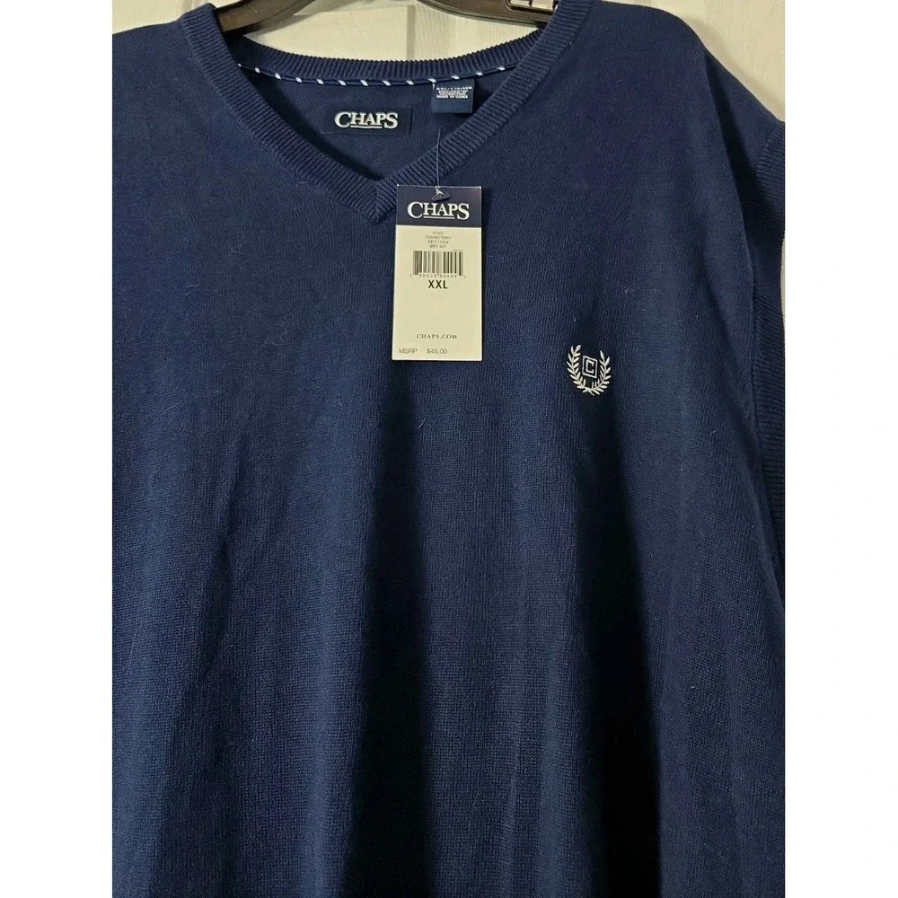 Chaps Ralph Lauren Sweater‎ Vest Mens Size 2XL Navy  Blue Golf NEW